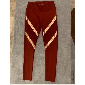 Leggings Women's Size Large Red Gold Accent Yoga Pants